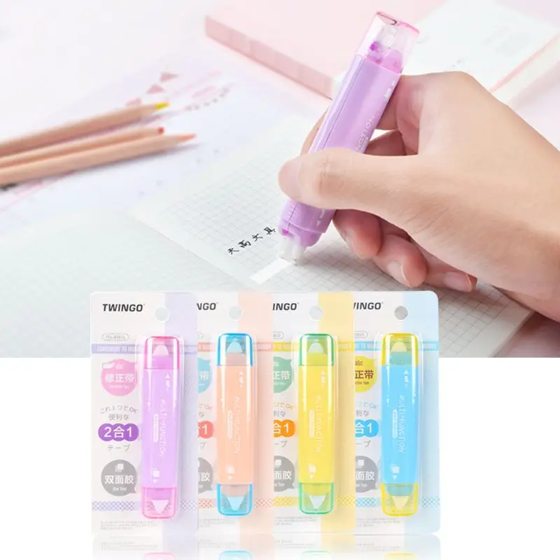 

Two In One Mini Double Sided Adhesive Roller Tape Glue Dot Liner Petit Disposable For DIY