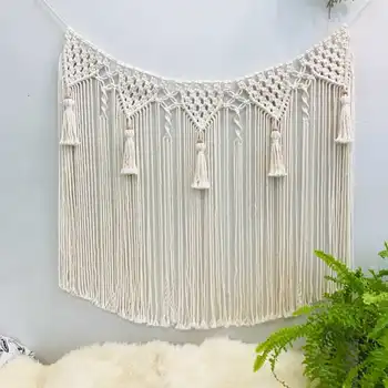 

Bohemian Handmade Macrame Curtain Bohemian Wedding Backdrop Cotton Rope Photo Backdrop LivingRoom Wall Hanging Tapestry Decor