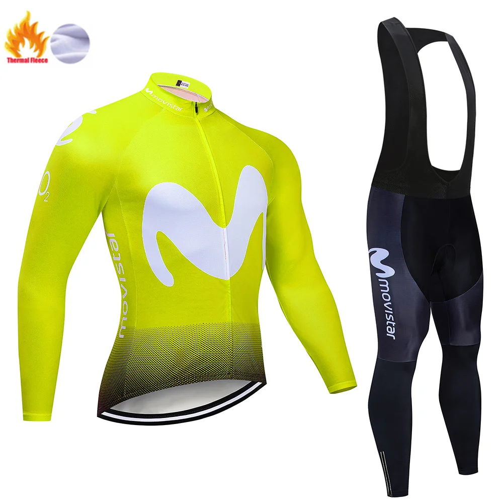 Cycling suit Movistar зимний теплый флисовый комплект с длинными рукавами для велоспорта, одежда для велоспорта, одежда для велоспорта, Майо Ropa Ciclismo - Цвет: Cycling suit