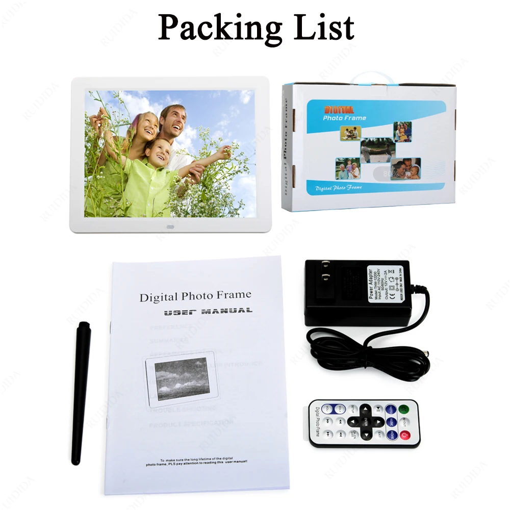 12 Inch Electronic Album LED Screen Digital Photo Frame Digital Picture Frame Electronic Image Good Gift with Music Video