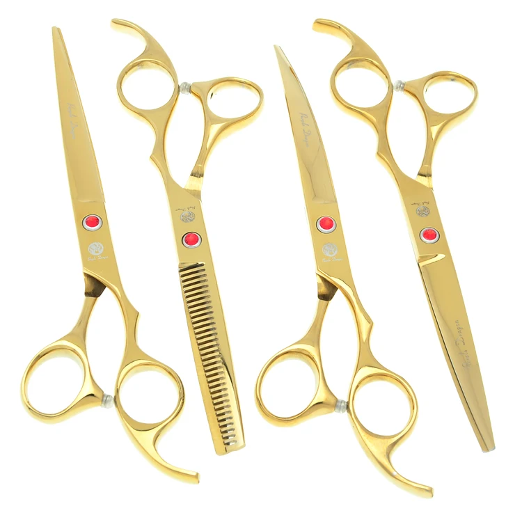 

Purple Dragon 7.0" Pet Scissors Dog Straight Curved Cutting Shears 6.5" Thinning Tesoura Animal Grooming Clipper Set LZS0369