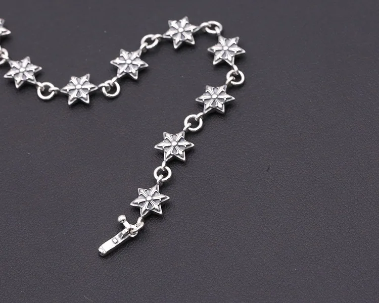Starfield ювелирные изделия из стерлингового серебра S925, версия ретро тайского серебра, шестиконечная Пряжка со звездой, популярные браслеты и браслеты для мужчин
