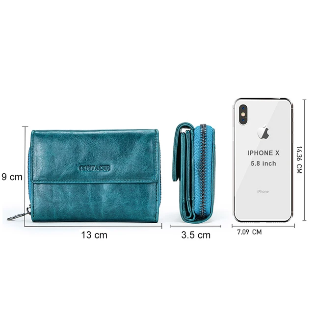 Contact s Genuine Leather Wallet Women Clutch Wallets for women Luxury Female Coin Purse Rfid Card