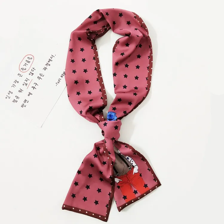

Long Cover Decorative Scarf Small Silk Multi-Function Scarf hair band headband tied wrist Spring Autumn New