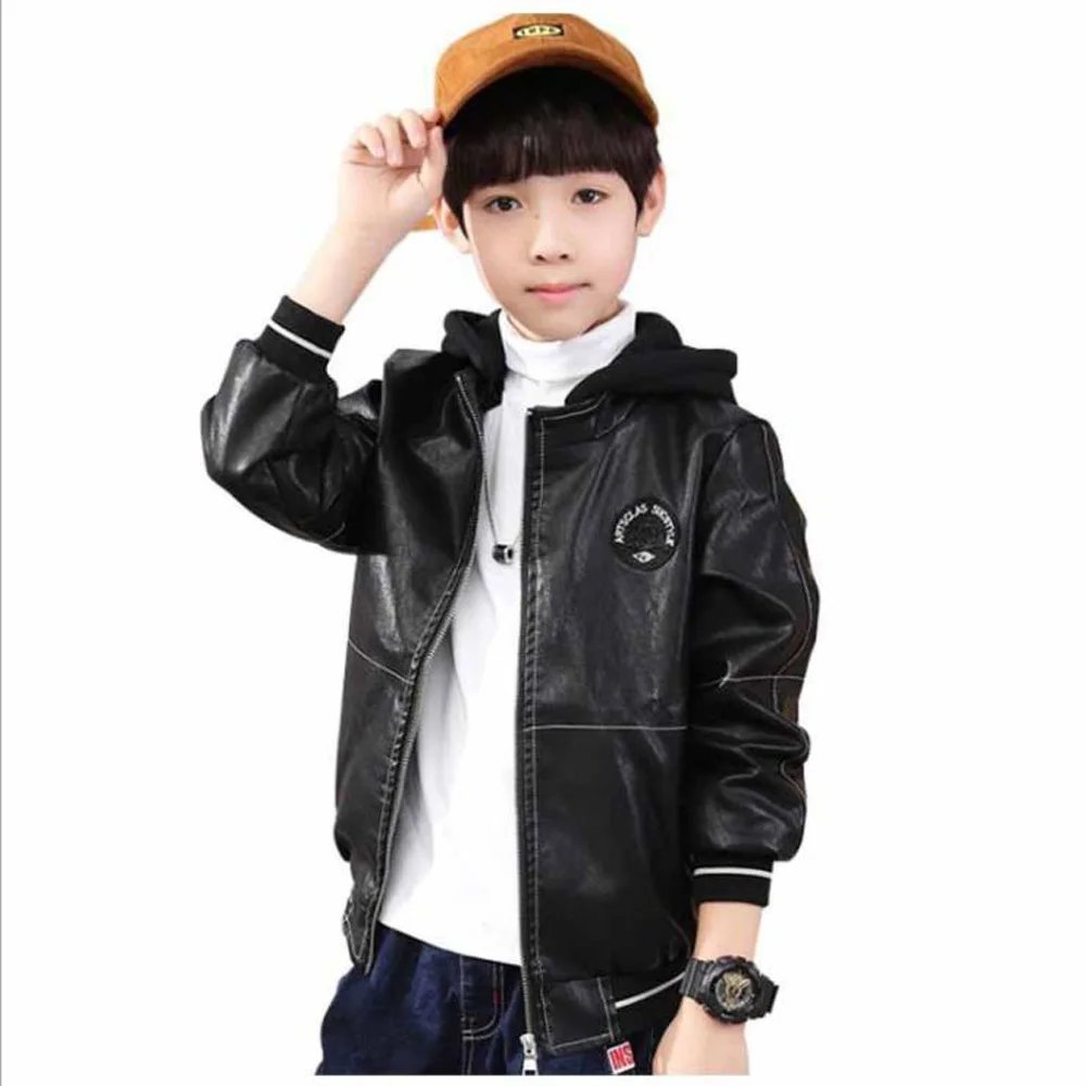 Осеннее пальто для мальчиков, куртка Cuhk, Детская осенняя коллекция года, новая кожаная куртка, детская одежда