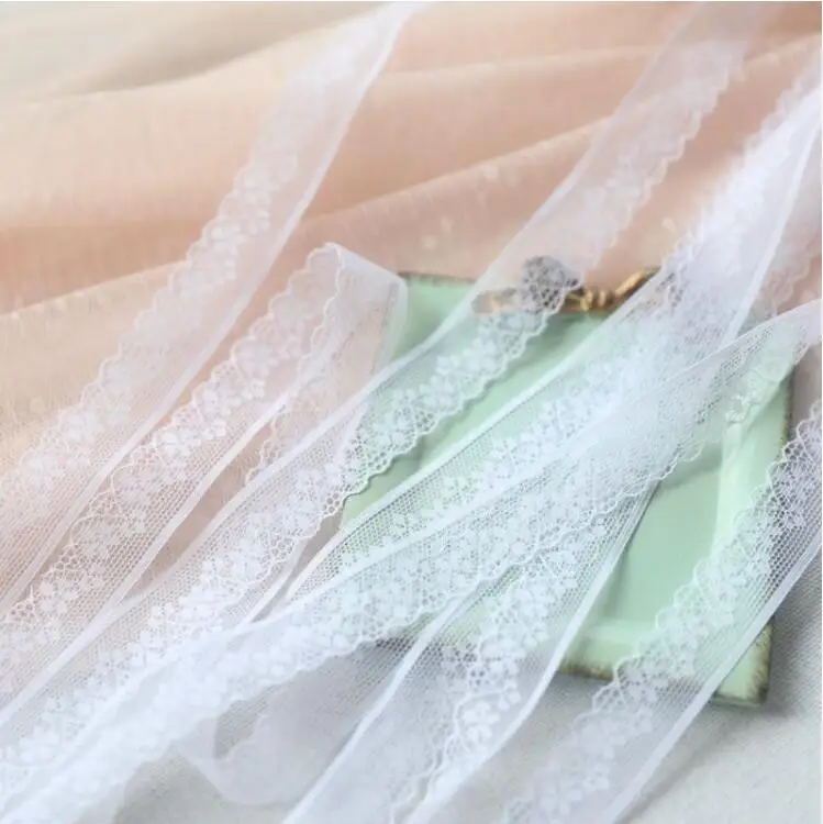 Crocheted Fabric Lace Sweater Side Skirt Curtain Sofa DIY Lace Trim Doll Garment Accessories 10 Meters White Thin