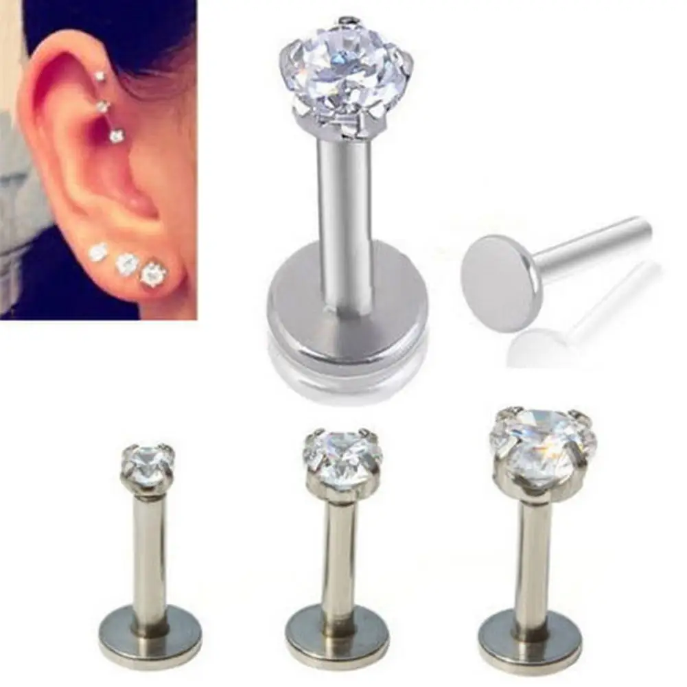 1Pc 16G Unisex Shiny Rhinestone Lip Ring Nose Stud Earring Piercing Jewelry 2020 | Украшения и аксессуары