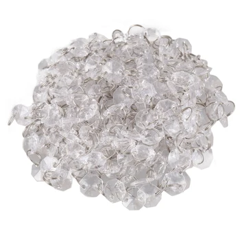 

5 Metre Chandelier Crystal Clear Octagon Sun Catcher 14mm With Chrome Connectors - Excellent Quality Glass Garlands, Wedding Dec