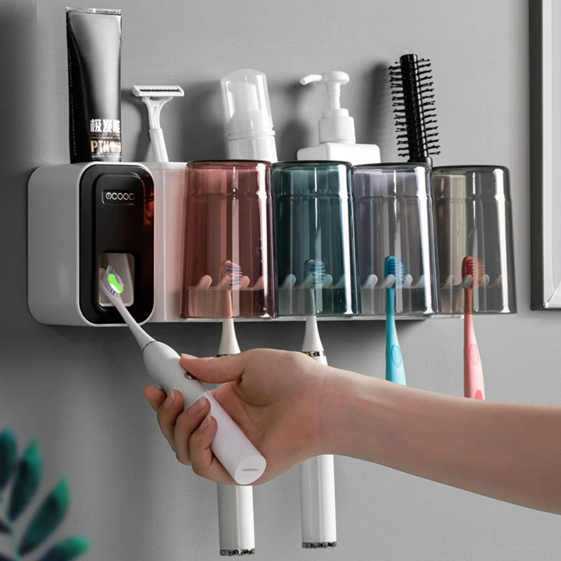 

Wall Mount Automatic Toothpaste Dispenser Bathroom Accessories Set Toothpaste Squeezer Dispenser Bathroom Toothbrush Holder Tool