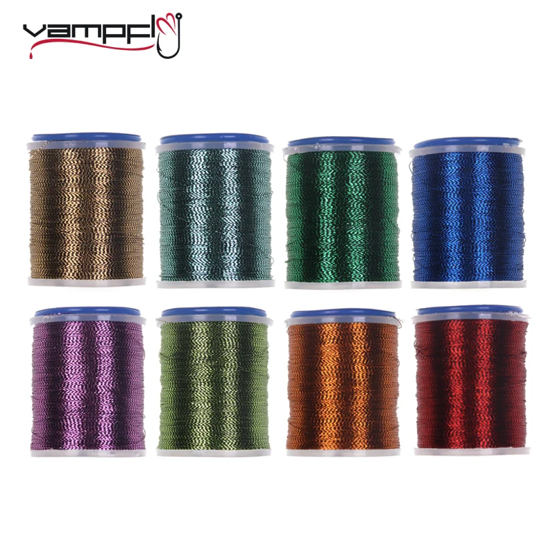 

Vampfly 8 Spools Grizzly Color Fly Tying Metallic Thread Bronze Green Blue Olive Spooled Flasher Line for Hook Lure Fly Tying