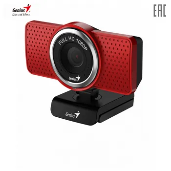 

Webcams Genius 32200001401 Office Electronics video projector conferencing webcam web camera usb ECam 8000 Red 1080p Full HD Mic 360°