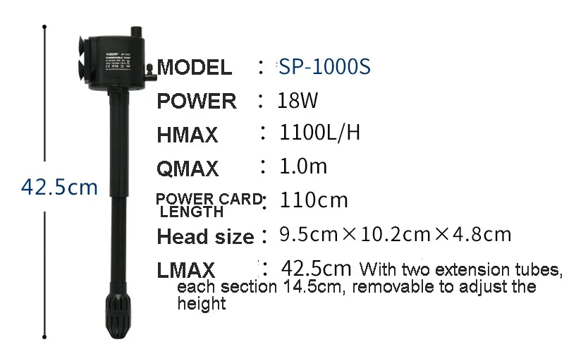 220~ 240 В HIDOM SP800S/1000 S/1500 S/2000 S аквариум с многофункциональным ультра-тихим тройным погружным насосом
