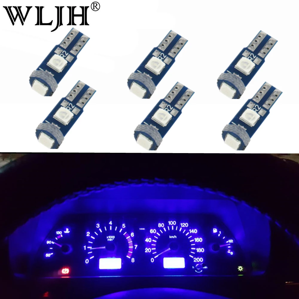 WLJH T5 LED Wedge Bulb 3030SMD 3SMD 12V 1.5W 74 2721 37 LED Instrrument Panel Cluster Dashboard Dash Light Pack of 6,White 