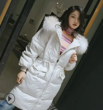 

Hot Selling Large Size down Jacket Cotton-padded Clothes Women's 2018 Winter New Style Waist Hugging Solid Color Fur Collar Mid-