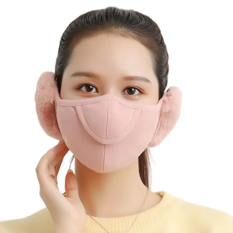 Flesh pink Модные зимние утепленные сапоги для взрослых Маска на открытом воздухе для верховой езды электрический автомобиль Защита дышащий типа «два-в-одном» для чехол наушники - Цвет: Flesh pink