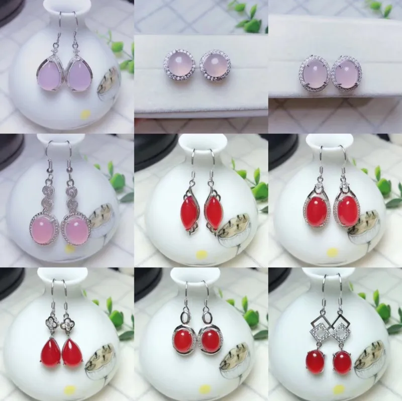 Jade myelin серьги женские зеленые нефритовые желтые розовые синие и белые простые и благородные модные 925 серебряные инкрустированные нефритовые