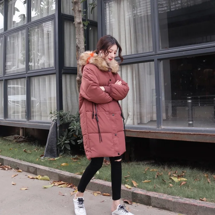

Cotton-padded Clothes Women's Mid-length 2018 Thick Winter Women's Loose-Fit Cotton Coat Cotton-padded Jacket Large Fur Collar d