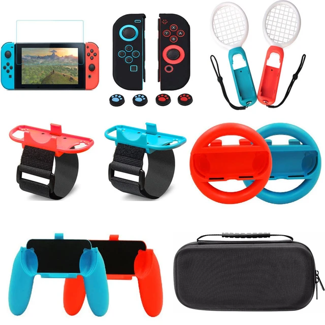 Nintend Switch Game Accessories Set with joy con Handle Racing Steering  Wheel & Silicone Case for Nintendo Switch OLED Joycon - AliExpress
