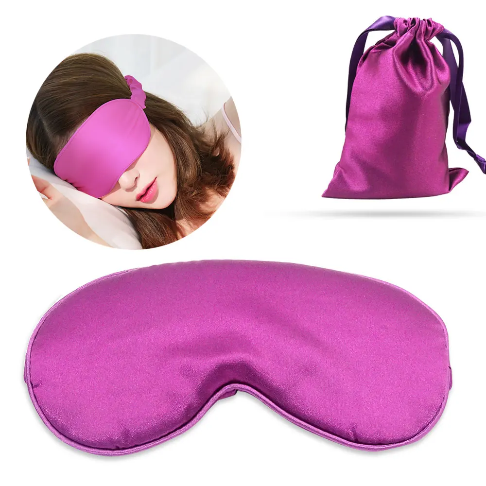 Purple With Bag Натуральная 3D шелковая маска для сна, мягкая маска для сна, повязка для глаз, дышащая повязка для сна, для офиса, путешествий, унисекс - Цвет: Purple With Bag