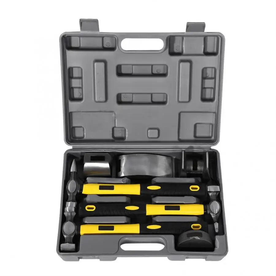 

1 Set High Quality Yellow/Black/Silver Color 7 PCS/Set Dent Repair Tool Dent Repair Kit Anvil Set SE Universal Car Tools