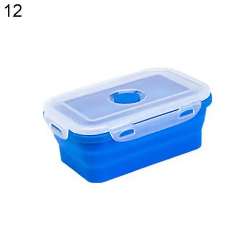 Blue 350ml 350/540/800/1200ml силиконовая складная коробка для завтрака бенто ланч бокс чаша Еда контейнер салат контейнер для хранения Кухня аксессуары - Цвет: Blue 350ml