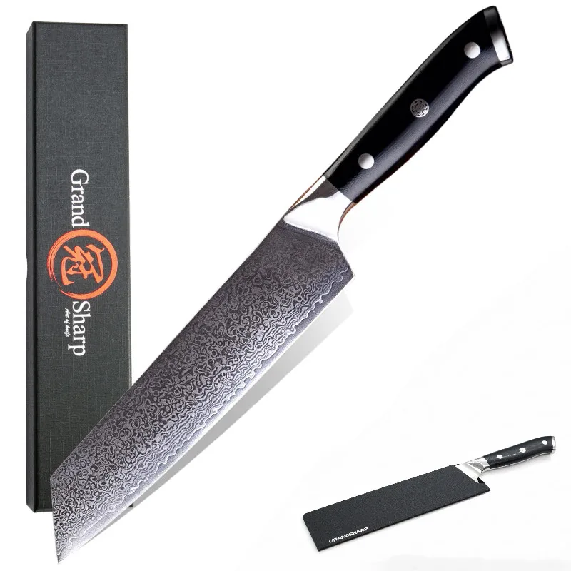 GRANDSHARP Дамасские кухонные ножи Kiritsuke Gyuto нож шеф-повара 67 слоев японский дамасский vg10 стальной Профессиональный G10 Ручка