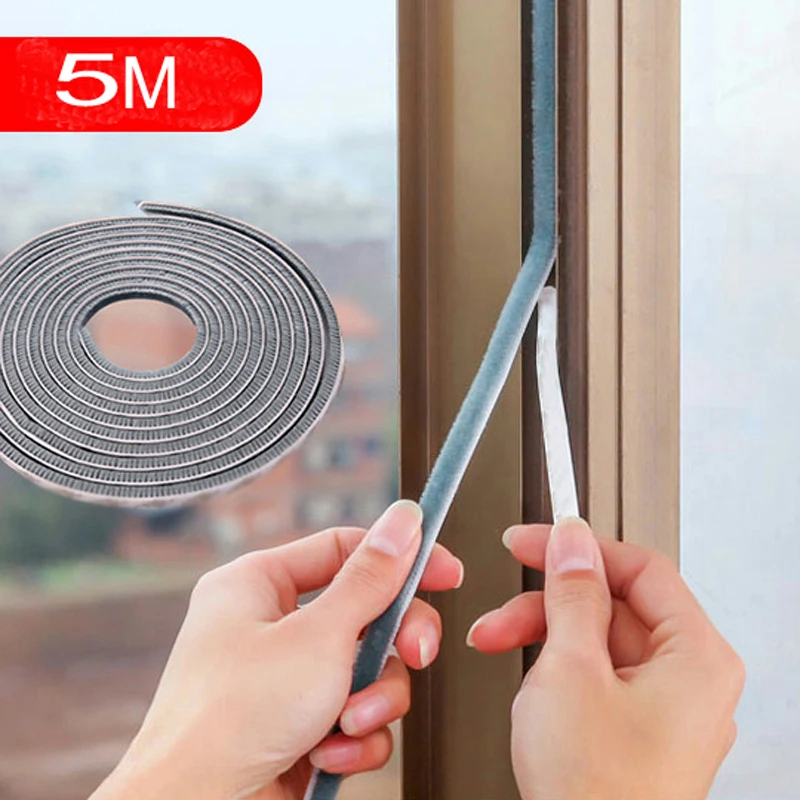 5 Meter 9mm*9mm Sound Proof Door Seal Self Adhesive Sealing Strip Windproof Brush Window | Обустройство дома