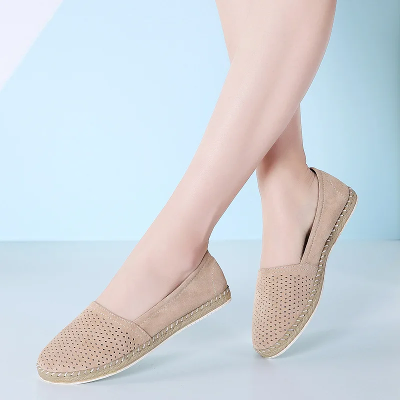 

2019 Spring Summer New Style with Holes WOMEN'S Shoes Dull Polish Low-Cut Soft-Sole WOMEN'S Shoes Anti-slip Flat Top Shoes Loafe