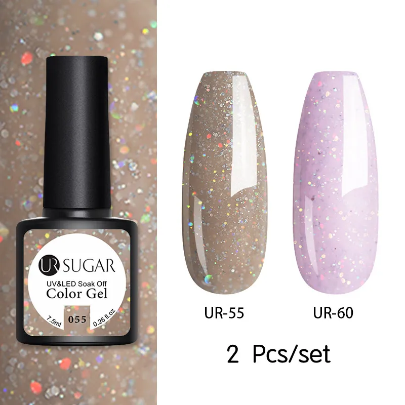 2pcs set36 Ur Sugar 2 шт. набор гель-лаков для ногтей цвет светодиодный Гель-лак для ногтей Полупостоянный лак для ногтей Блестящие Блестки Гелевые наборы - Цвет: 2pcs set36