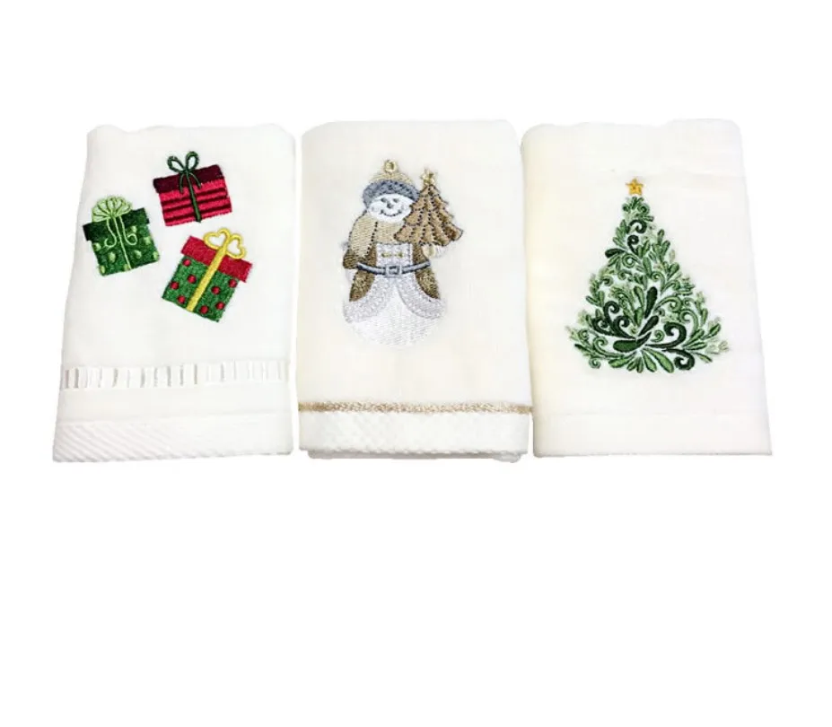 Description Picture 6 of item1/set,Christmas Tree Bathroom Towel,Embroidered Guest Hand Towels Cleaning Towel Water Absorption Washcloth for Xmas,38x60cm