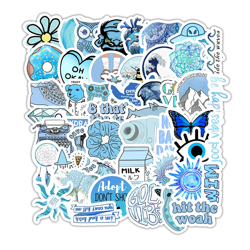 Blue Lovely Aesthetics Vsco Water Bottle Girl Notebook Cartoon