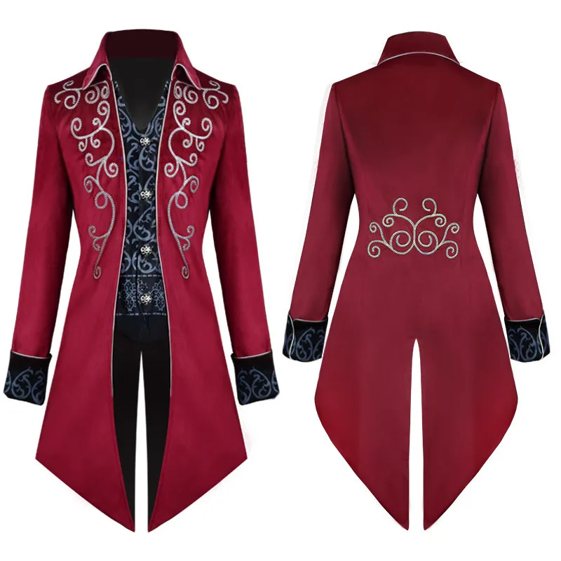 Mens Steampunk Black Velvet Tailcoat Jacket Gothic Victorian Medieval Cosplay Costume Pirate Renaissance Tuxedo Coats 3XL 5