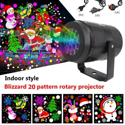 Proyector láser de alta definición para Navidad, dispositivo giratorio de alce y copo de nieve, decoración de escenario de Año Nuevo y Navidad, 20 patrones, 2022