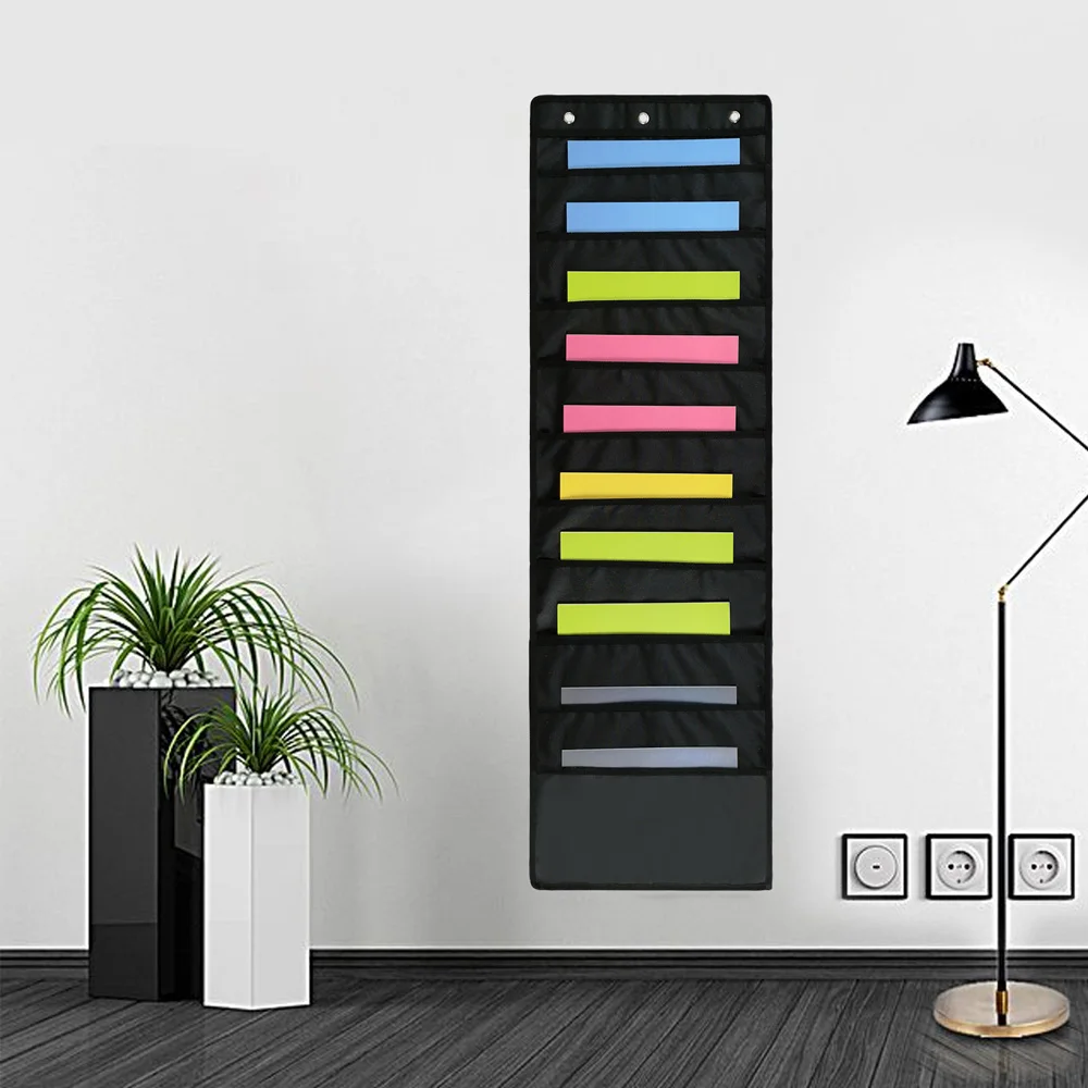 Behogar 10-Pocket настенный дверной подвесной держатель для документов из ткани Оксфорд органайзер для журналов с 3 крючками 119x35,6 см