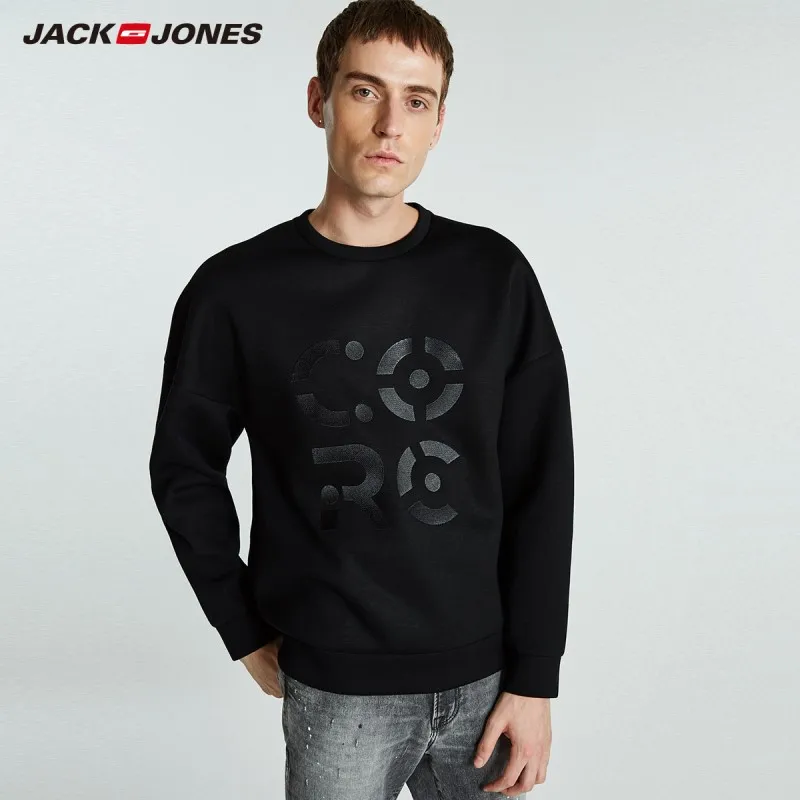 JackJones мужской тренд вышивка Повседневный космический хлопок свитер пуловер Топ