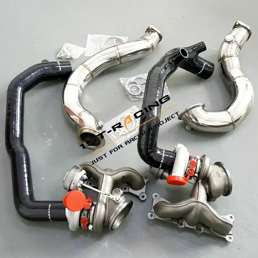 

TD04 16T Twin Turbos+2" Inlet silicone pipe+3" Exhaust Downpipe For BMW E90 E92 E93 135i 335i 535i 3.0L N54B30