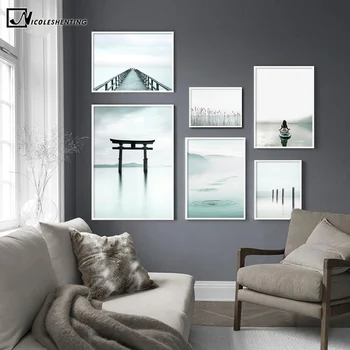

Torii Gate Landscape Art Poster Nordic Style Yoga Calm Sea Print Wall Canvas Painting Creative Picture Modern Home Decoration