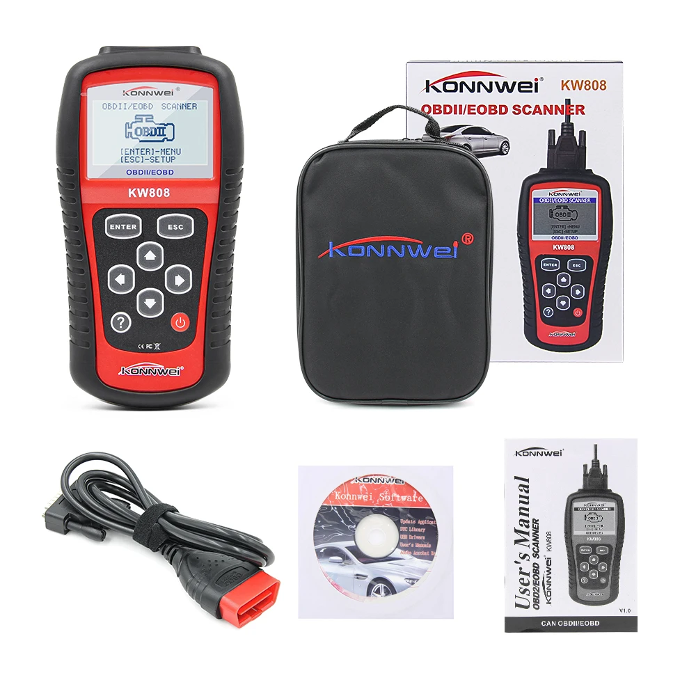 KONNWEI KW808 считыватель кодов OBD2 сканер KW808 бесплатное обновление OBD 2 OBD2 автомобильный диагностический инструмент ODB2 лучше, чем ELM 327
