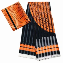 Атласная шелковая ткань Африканская Анкара ткань высокого качества шелковая органза ткань с шарфом для платья 4+ 2 ярдов