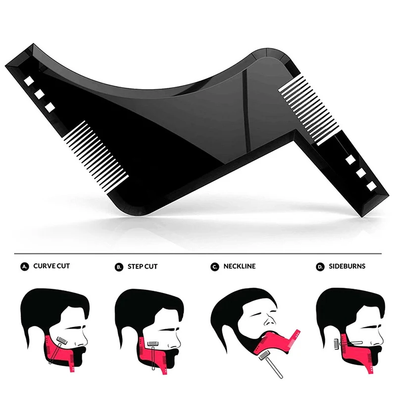 

Fashion Beard Styling Template Comb New Barber Tool Mustache Symmetry Trimming Styling Stencil 3 Colors Optional Styling comb