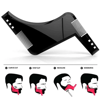 Fashion Beard Styling Template Comb New Barber Tool Mustache Symmetry Trimming Styling Stencil 3 Colors Optional Styling comb 1