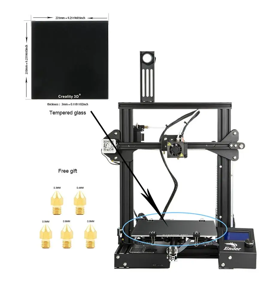 Горячая Распродажа Ender-3 DIY Набор 3D принтер большой размер мини Ender 3/Ender-3X принтер 3D продолжительная печать сила Creality 3D - Цвет: ENDER-3 n Glass