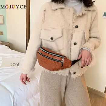 

Retro Crocodile Leather Women Waist Bag Pouch Zipper Shoulder Crossbody Chest Pack Ladies Fashion Fanny Pack