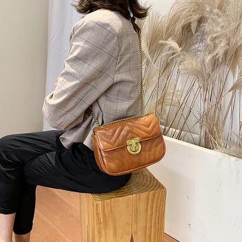 

Solid Color Crossbody Bags for Women 2019 Luxury Chain Shoulder Messenger Bag Lady Lock Handbags Phone Purses Grand Sac Femme