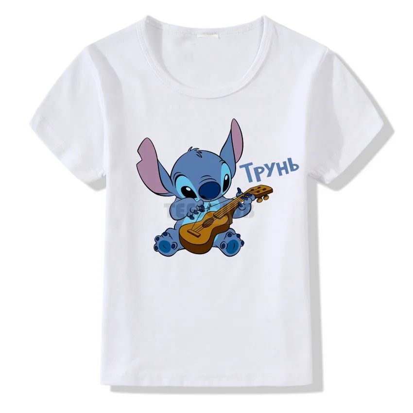 Camisetas/Детская футболка с принтом Лило-Стич детская белая футболка с короткими рукавами милая футболка с вышивкой для маленьких мальчиков и девочек - Цвет: C12