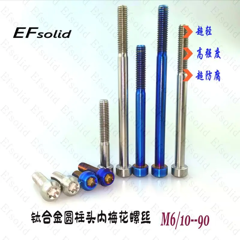 

4pcs Titanium M6 *10/15/20/25/30/40/50/60/70/80/90mm Screws Torx Bolts Blue
