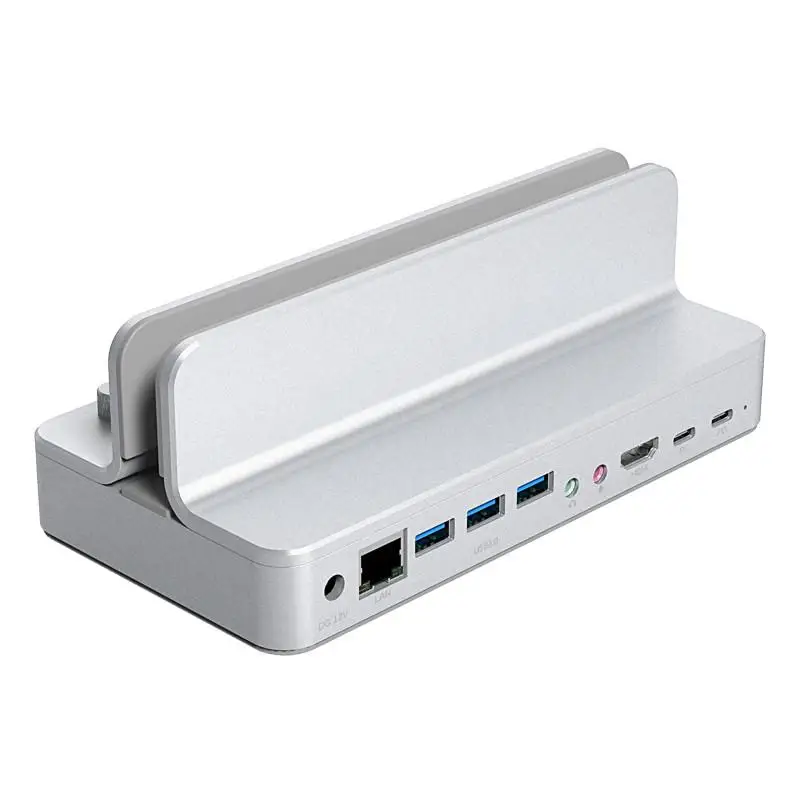Серебристый Алюминиевый Многофункциональный тип-c до USB3.0-A* 3/HDMI/RJ45/микрофон/аудио док-станция с подставкой, ANS6 - Цвет: Серебристый