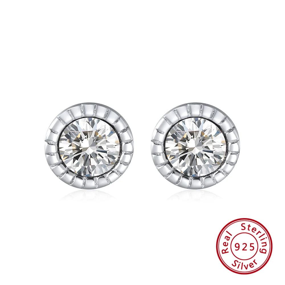 ORSA JEWELS настоящие 925 маленькие серьги-гвоздики для женщин, розовые, черные, прозрачные, фиолетовые, AAA ослепительные женские Серьги Brincos, ювелирные изделия для девушек SE119 - Цвет камня: Clear Zircon