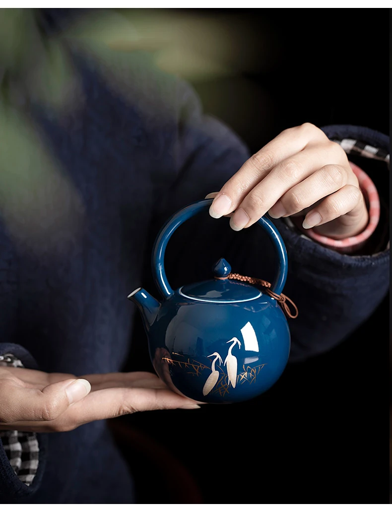 CHANSHOVA, Ретро стиль, цветная глазурь, Эгрет, голубой фарфоровый чайник, 230 мл, керамический чайник, традиционный китайский чайный набор