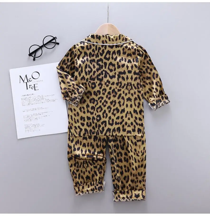 Children's Pajamas Set Summer Baby Suit Kids Clothes Toddler Boys Girls Lce Silk Satin Cartoon Printing Tops Pants 2pc Home Wear children's robe and slipper set